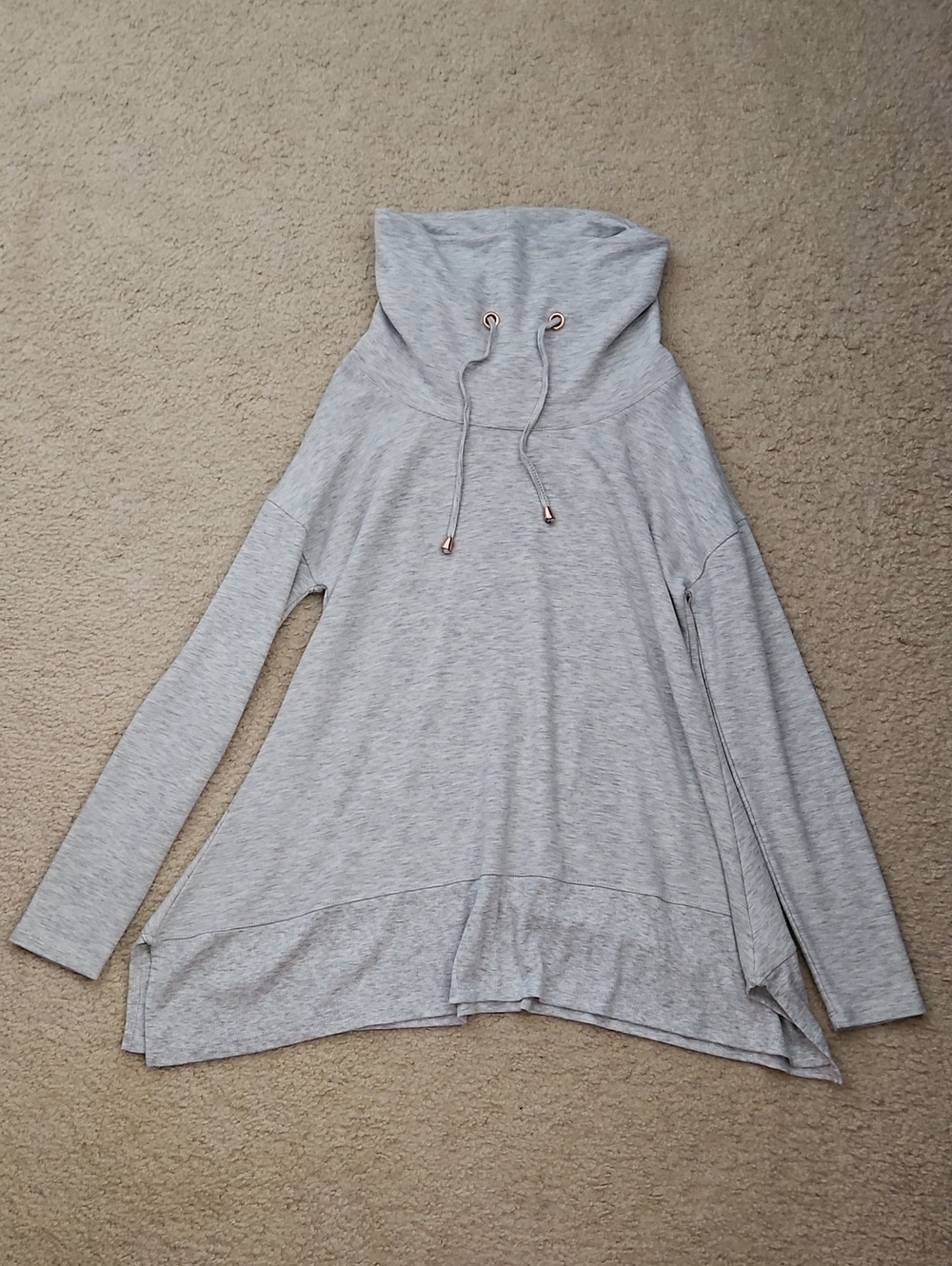 Cupio Light Gray Funnel Neck Drawstring Pullover